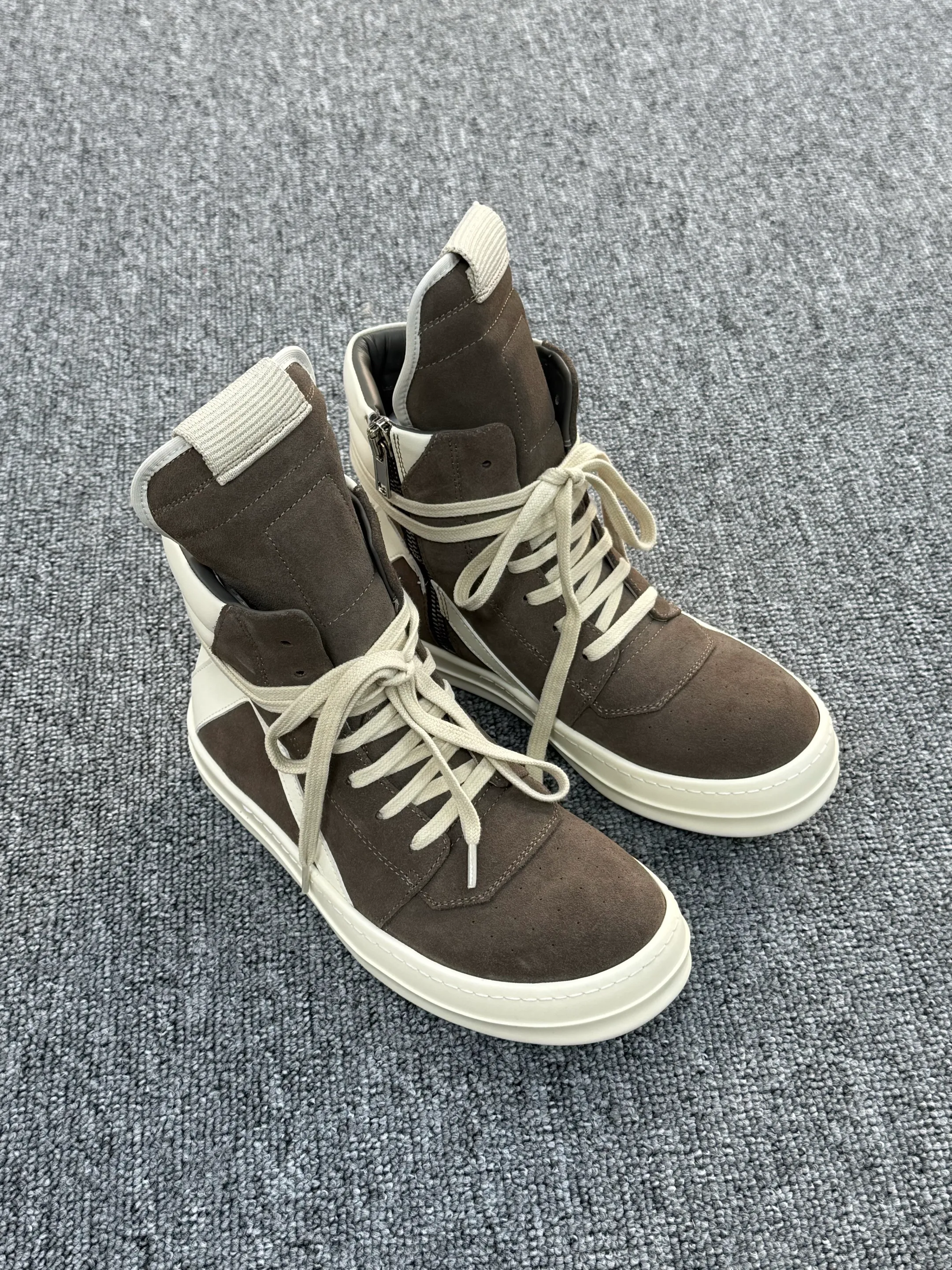 R 0wens Geobasket “Dust Milk” Suede High-Top Sneakers