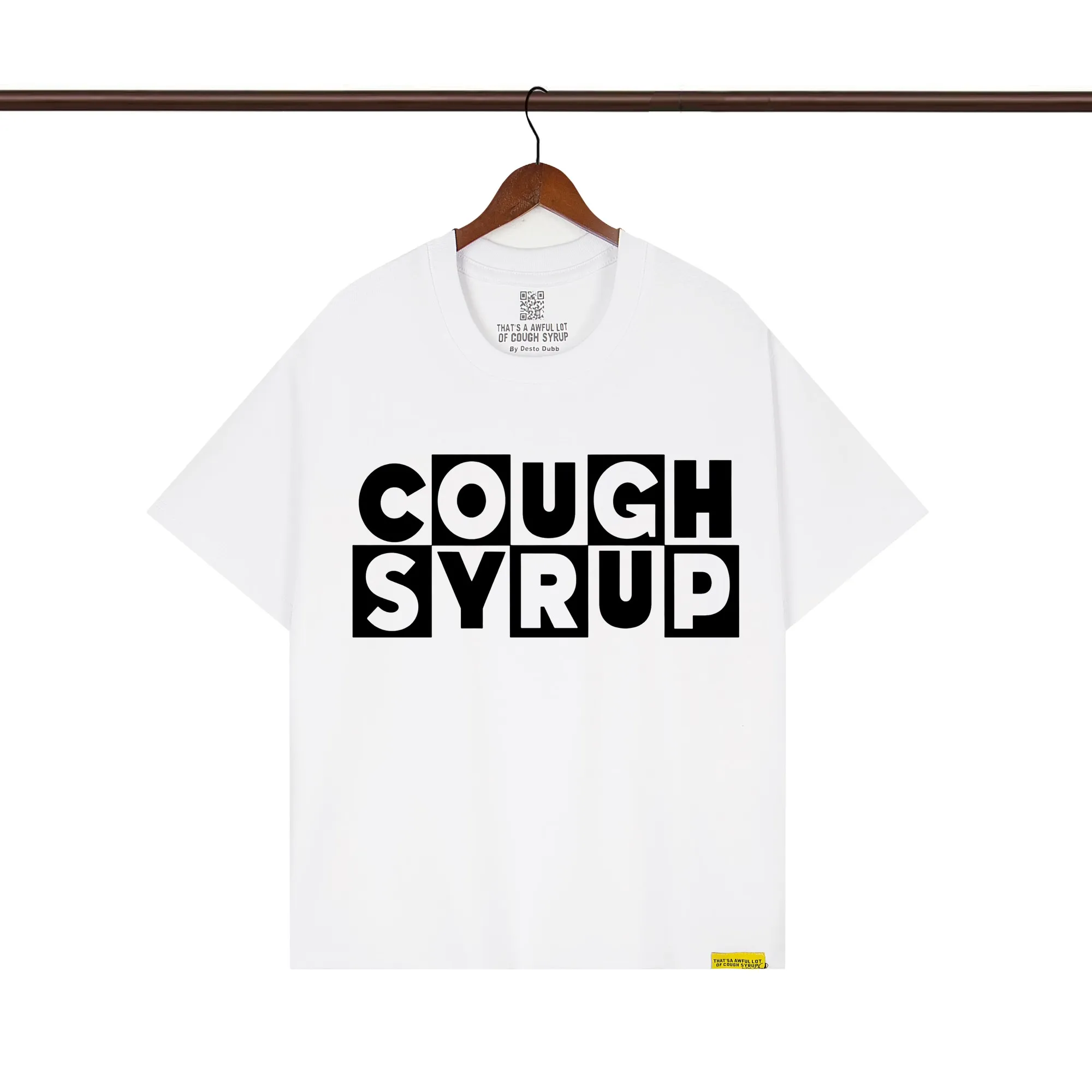 That’s A Awful Lot Of Cough Syrup Box Logo Graphic T-Shirt Color White