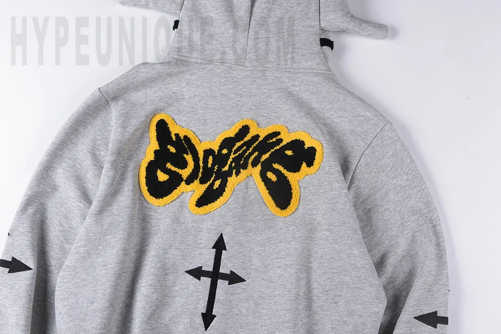 GloGang Four-Way Arrow Hoodie Grey Back Detail