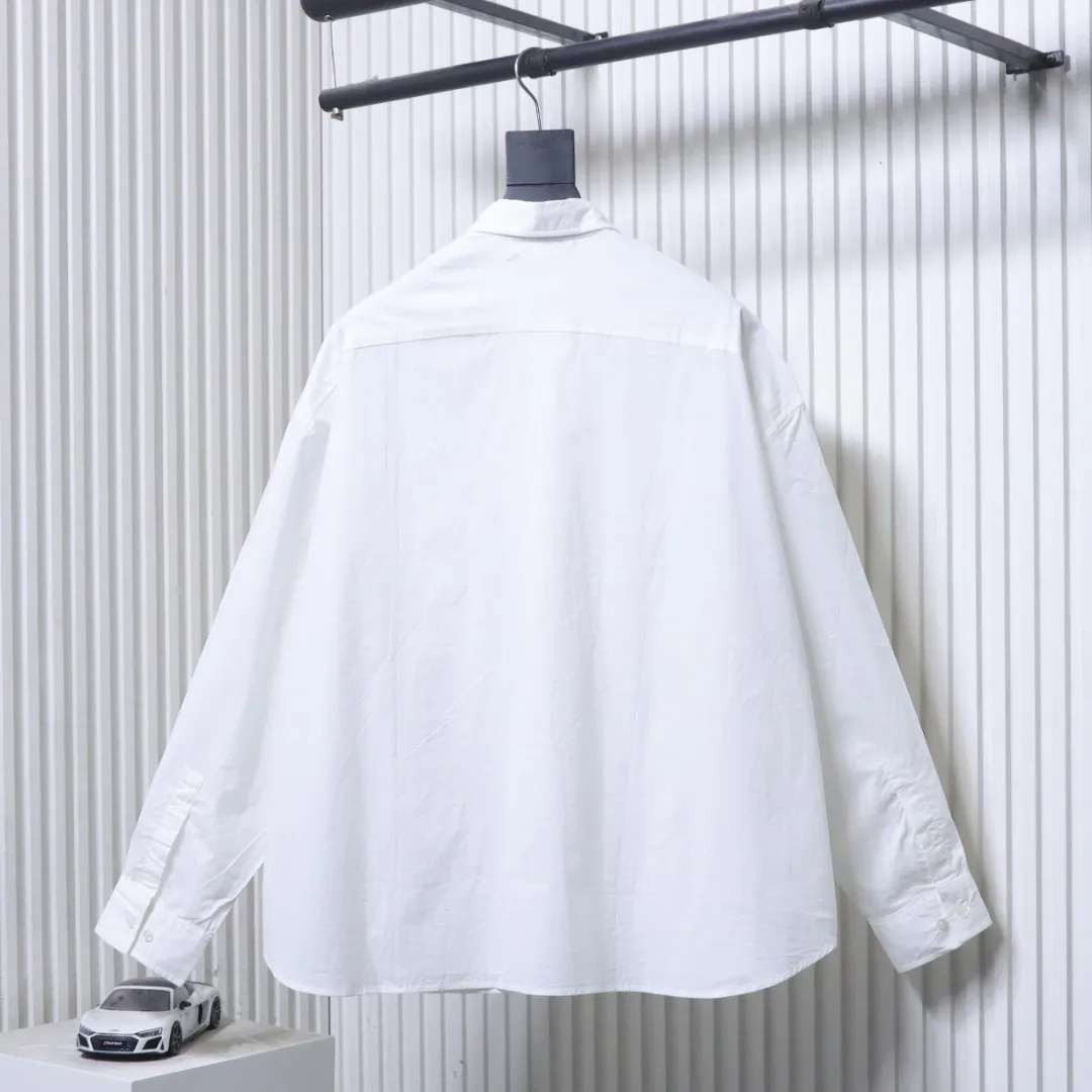 Back View Acne Jacquard Logo Tencel Long Sleeve Shirt