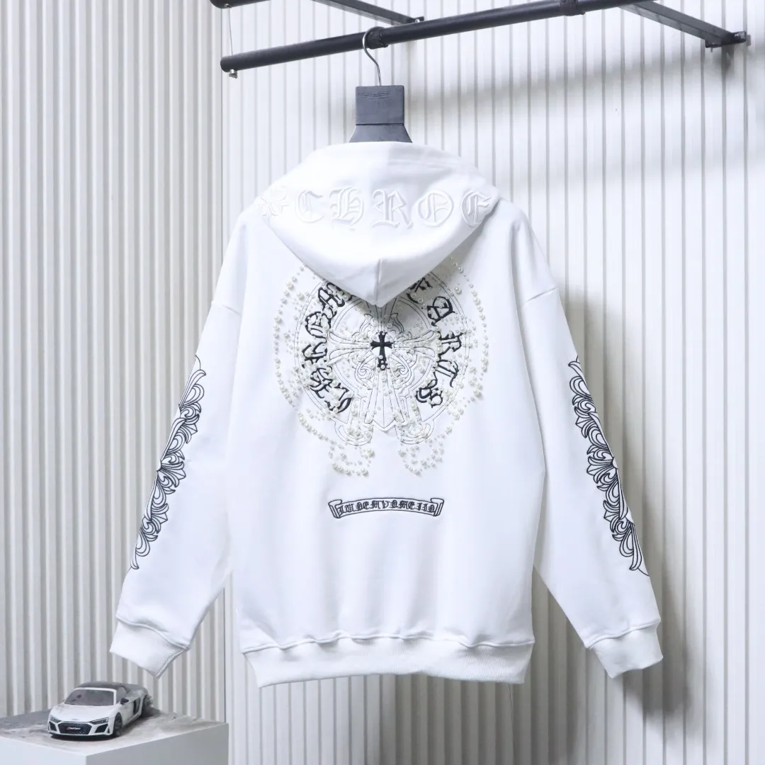 Back CH Pearl Cross Embroidered Oversized Hoodie