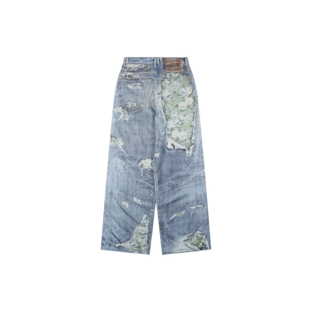 Back of Acne 1981M Rose Print Distressed Jeans
