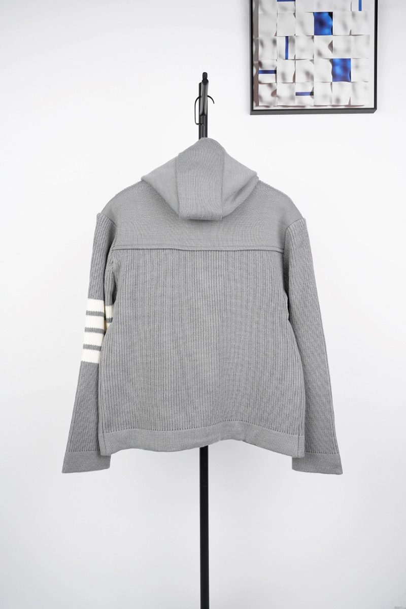 Virgin-wool Half Cardigan Hooded Duffle Jacket