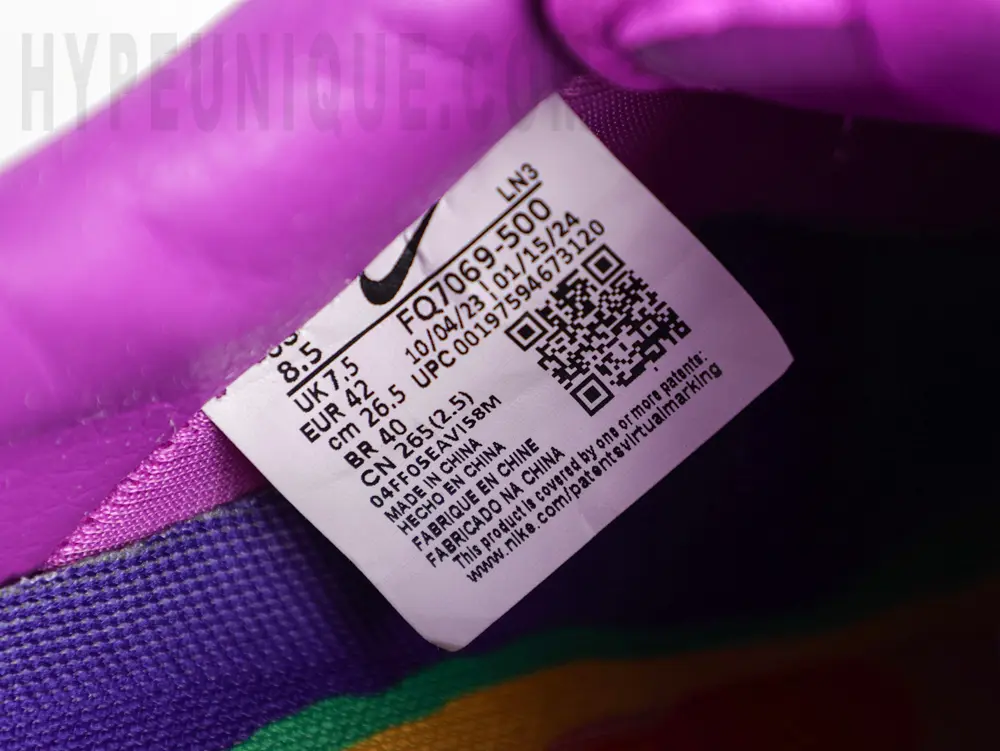 the size label