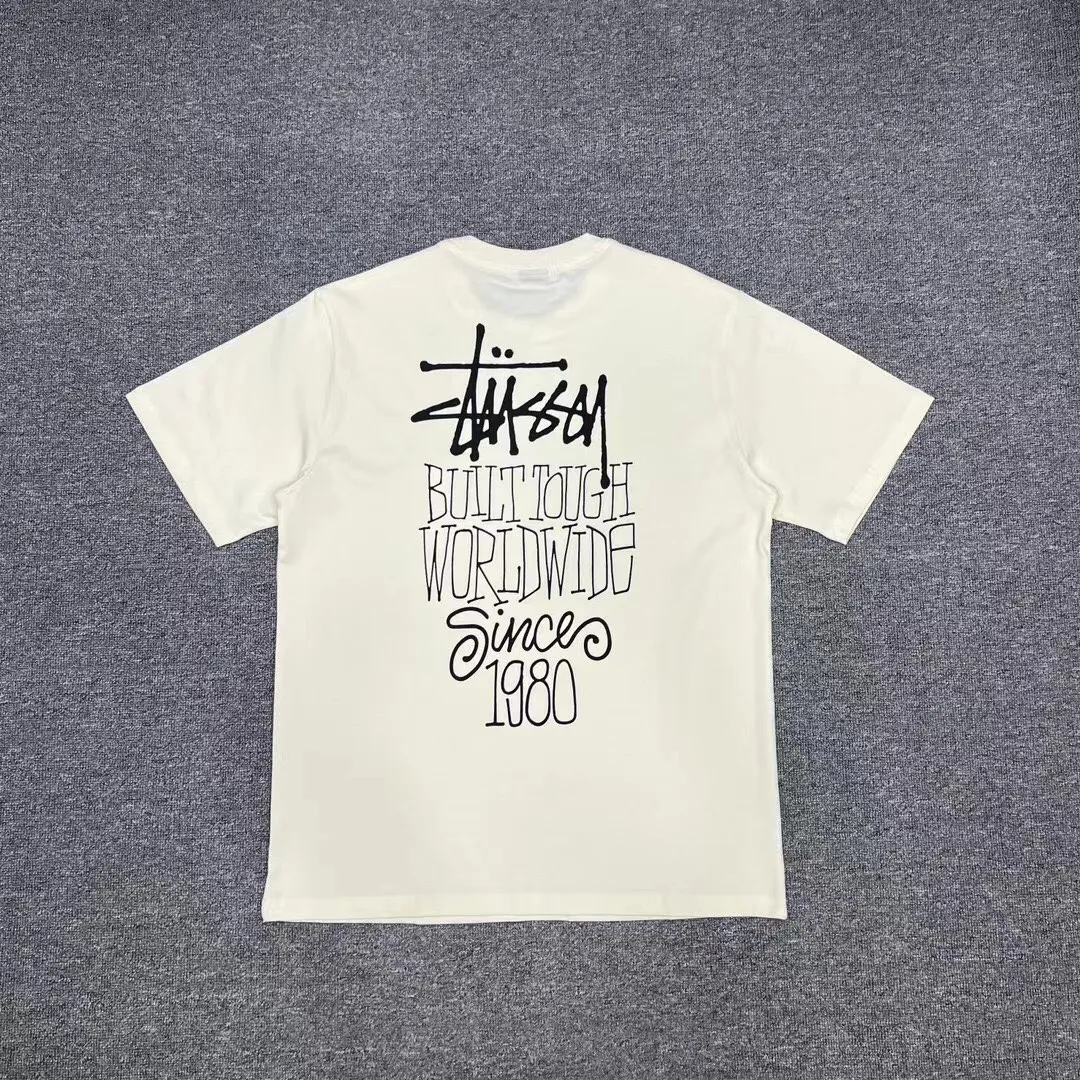 Back of Stussy Built Tough Worldwide Logo T-Shirt