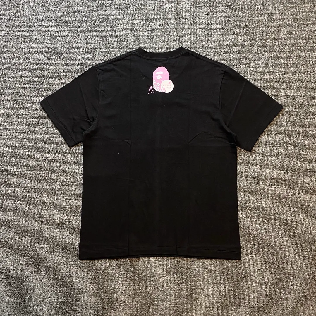 Back BAPE Cherry Blossom Ape Head Graphic Cotton T-Shirt