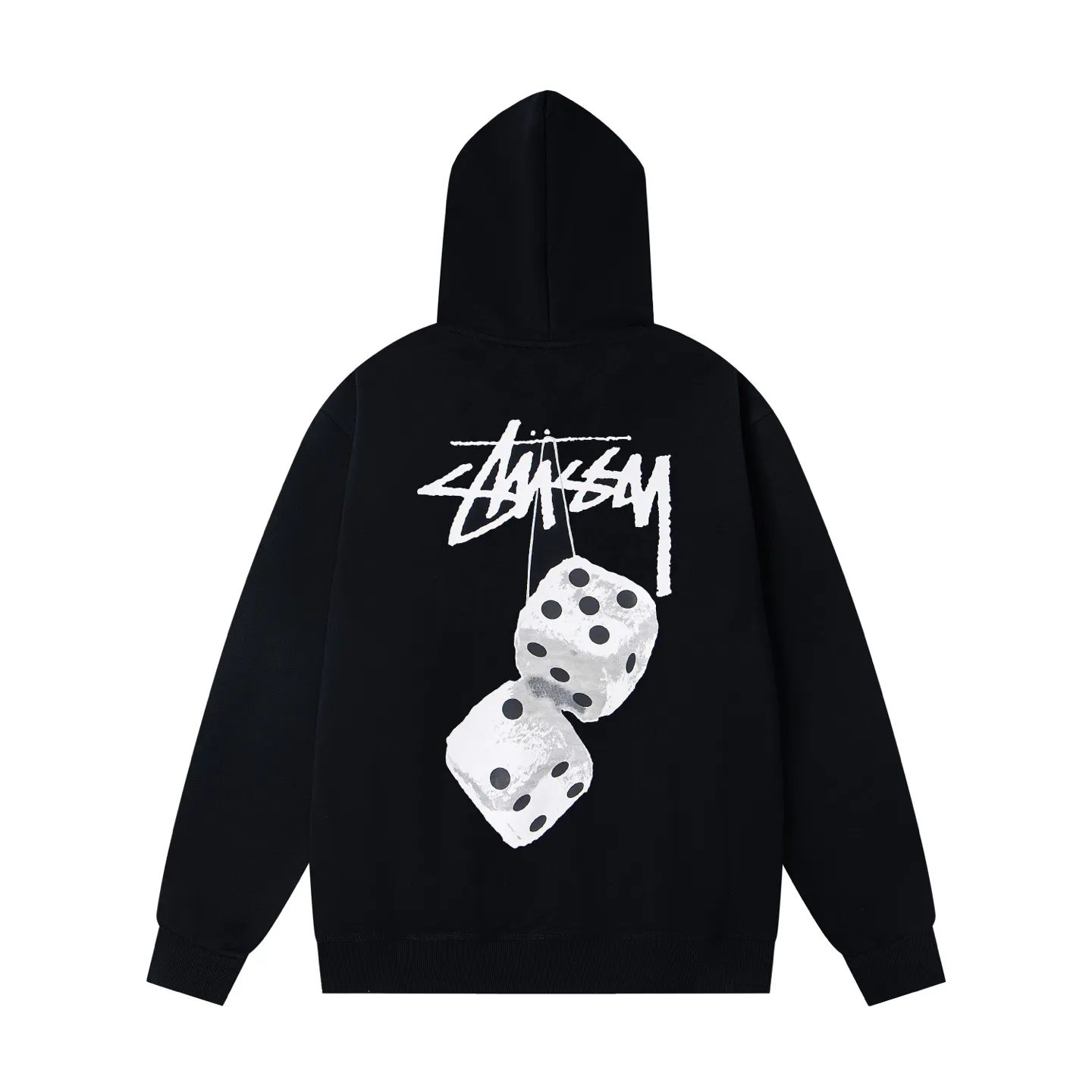 Back Stussy Fuzzy Dice Logo Hoodie