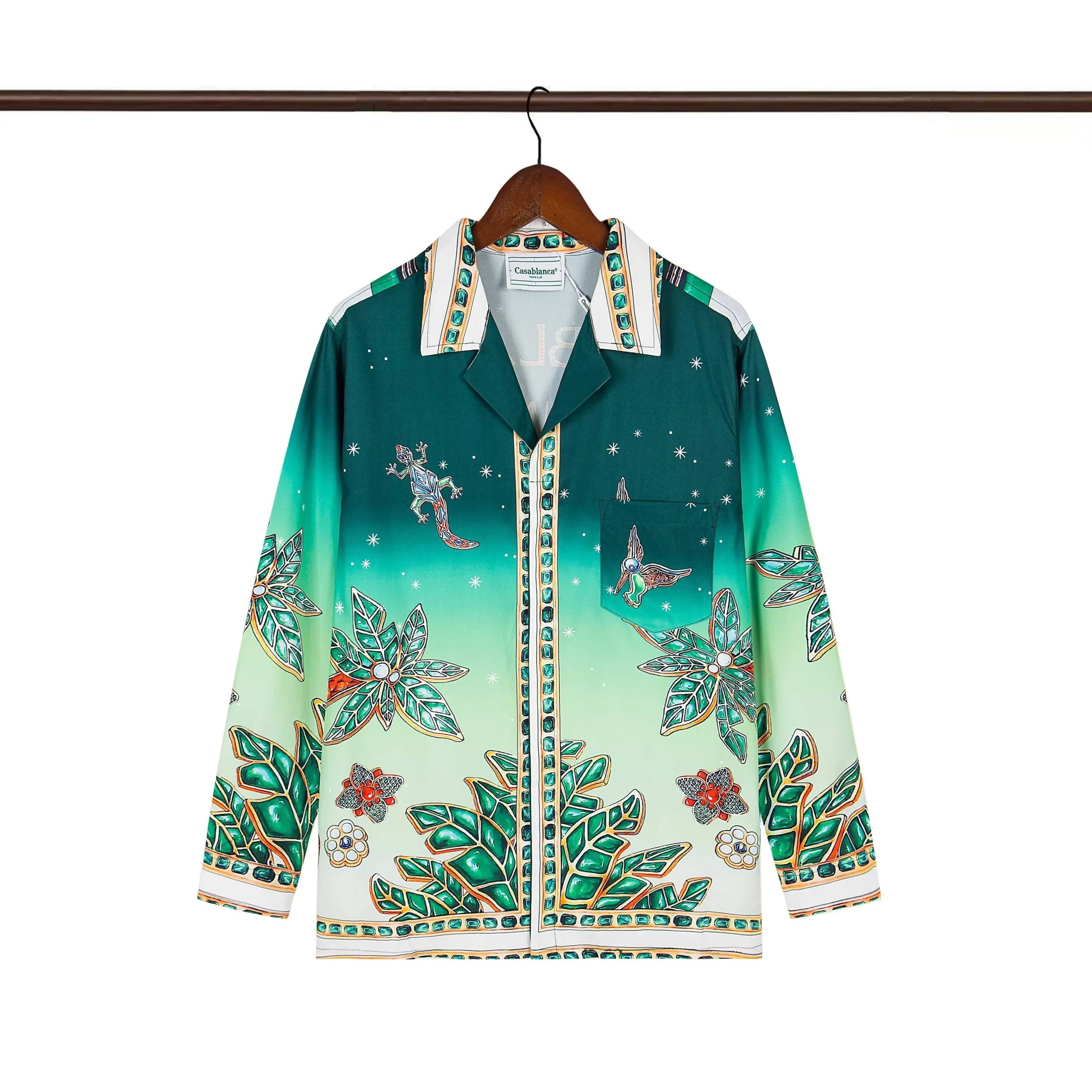 C-Blanca Emerald Jewel Tennis Club Silk Shirt