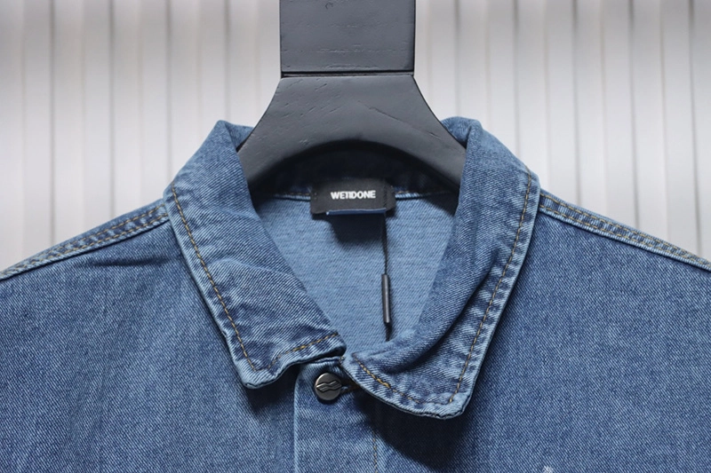 WE11 DONE Printed Diagonal Zipper Denim Jacket