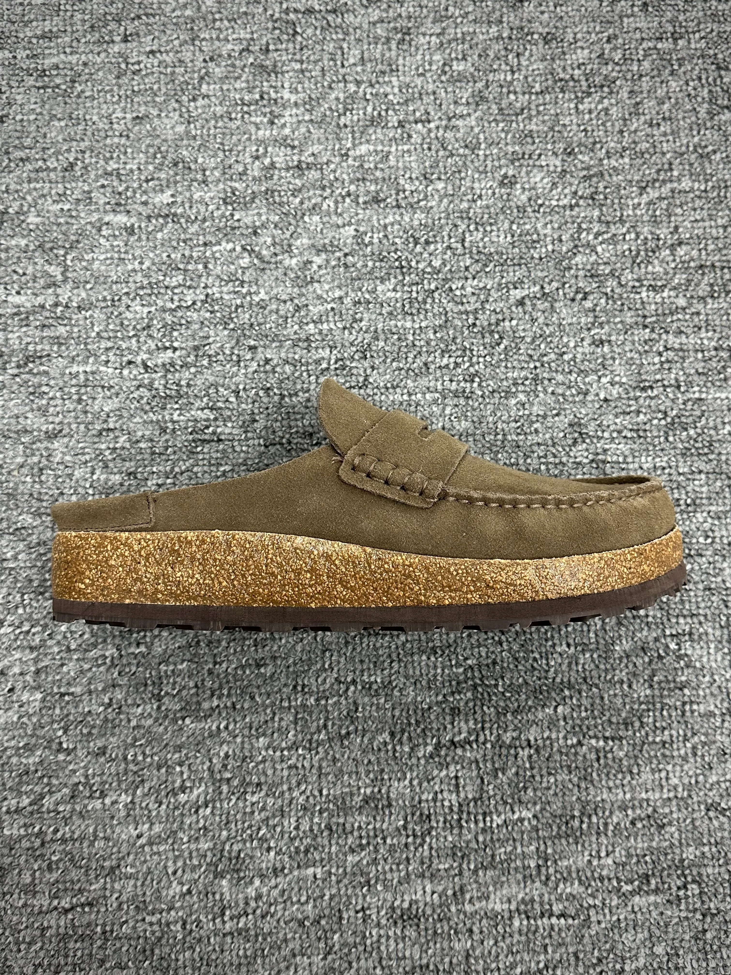 BK Naples Wrapped Taupe Suede Loafer Clogs Right Side View