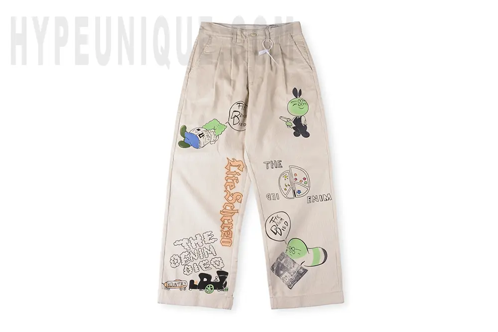 KAPITAL Ivy Wide-Leg Pleated Printed Cotton-Corduroy Trousers