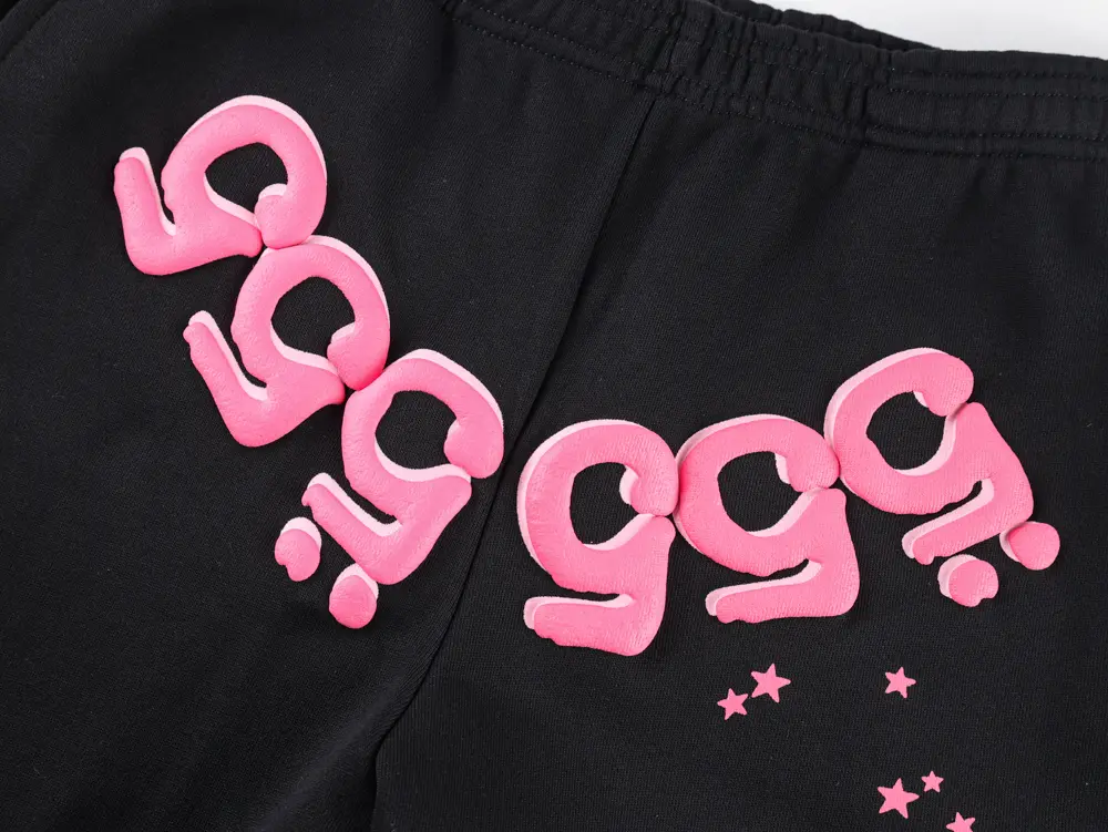 the pink 555 logo on the back of the pant