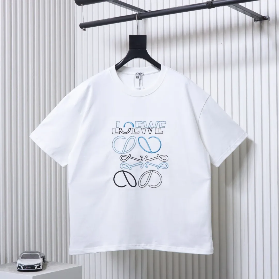 Misaligned Logo Embroidered T-Shirt Color White