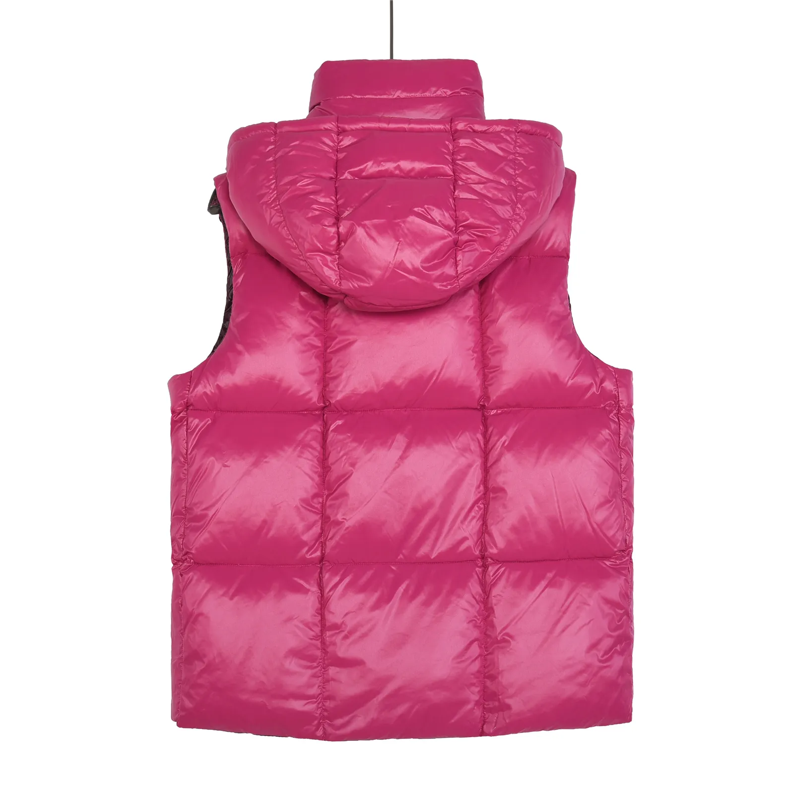 Back View Mcler Luzule Amaranth Red Hooded Down Jacket