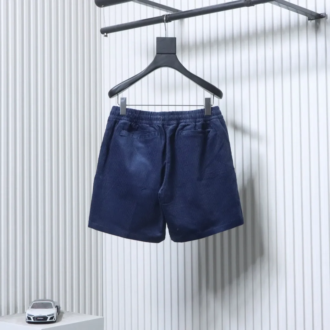 Back of RL Embroidered Pony Logo Corduroy Shorts Color Dark Blue