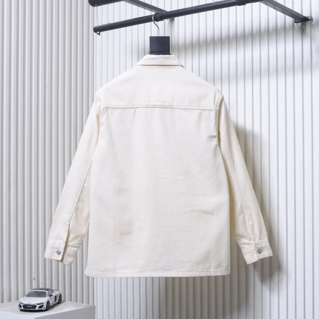 Back View AMI Heart Embroidered Denim Jacket