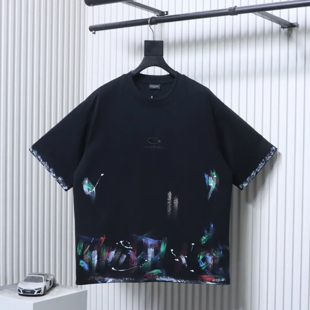 BLCG Circular Embroidery Graffiti Splatter Paint T-Shirt