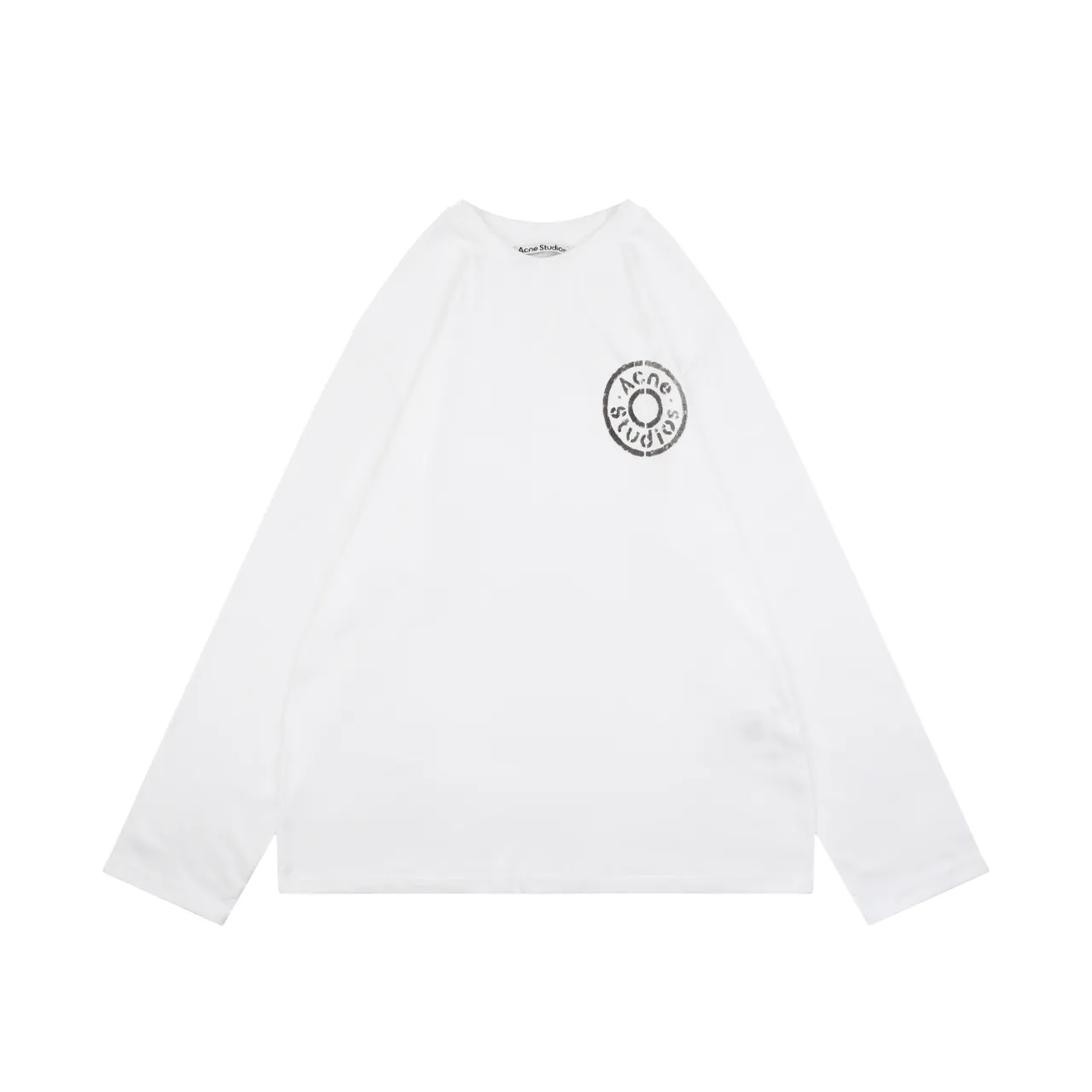 Acne Mottled Circular Logo Long-Sleeved Shirt Color White