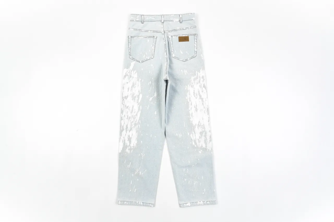 Back MM Splatter Paint Straight-Leg Jeans