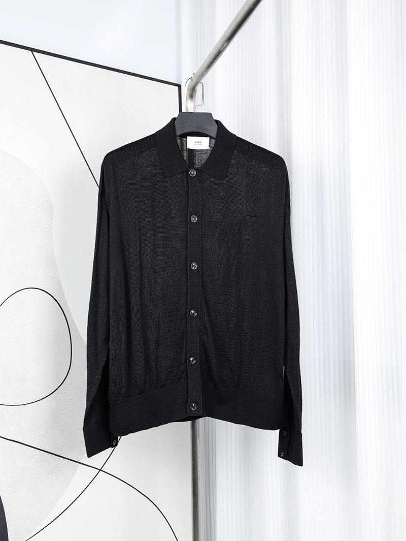 Ami Heart Embroidered Basic Polo Sweater