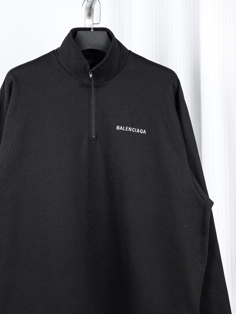 Letter Embroidered Half Zip Sweater