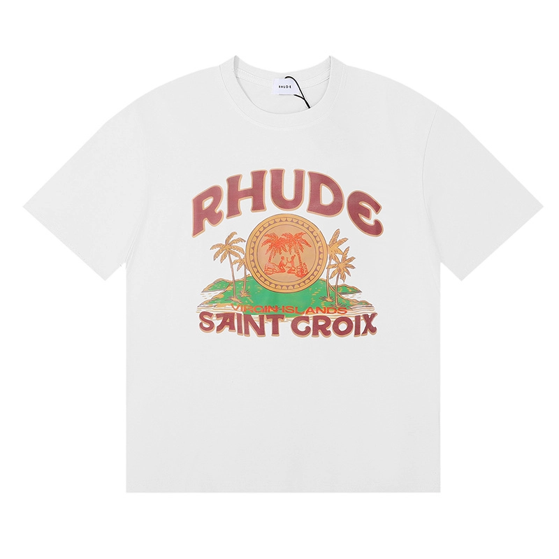 Rhude Saint Croix Coconut Tree Print T-Shirt Reps
