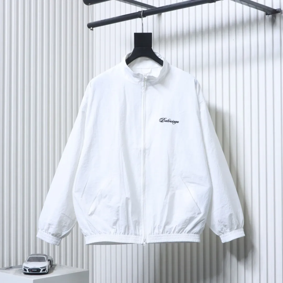 BLCG Cursive Signature Embroidered Tracksuit Jacket Color White