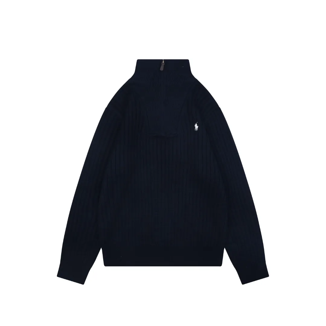 RL Pony Embroidered Half-Zip Ribbed Turtleneck Sweater