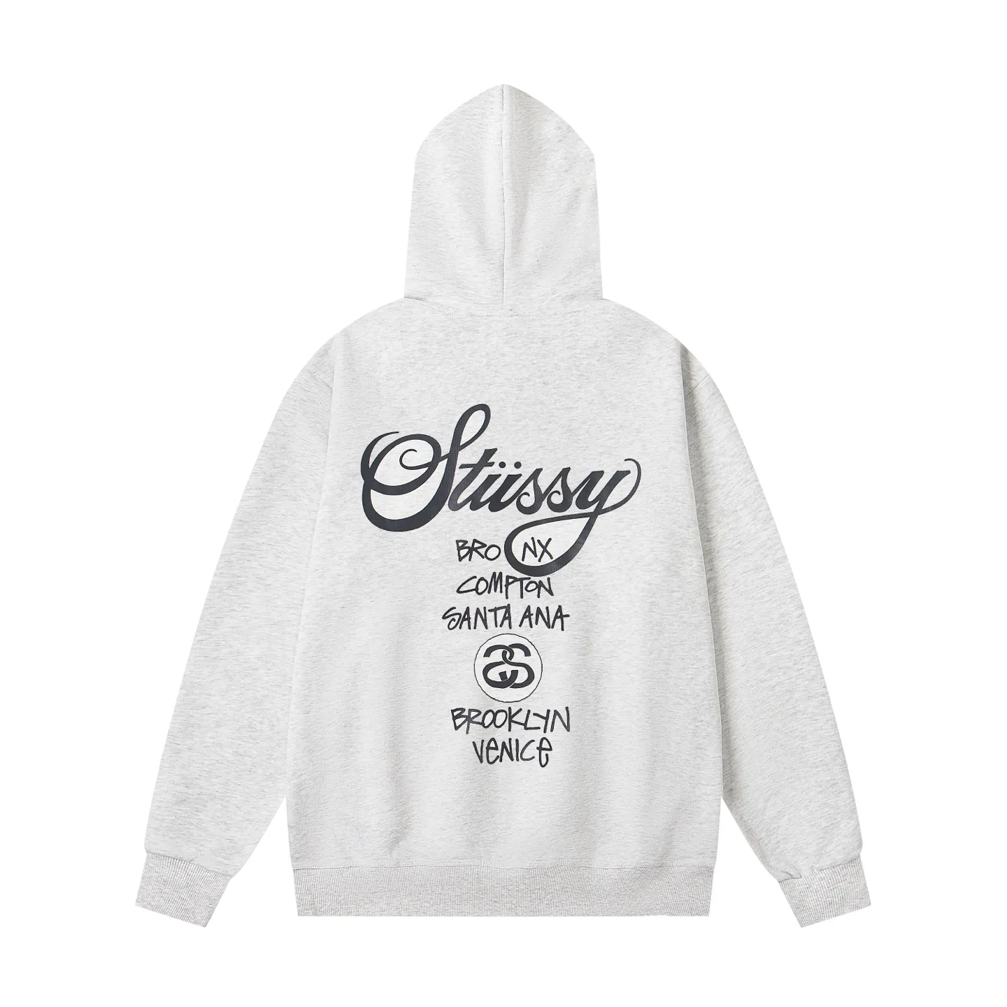 Back Stussy World Tour Letter Print Hoodie