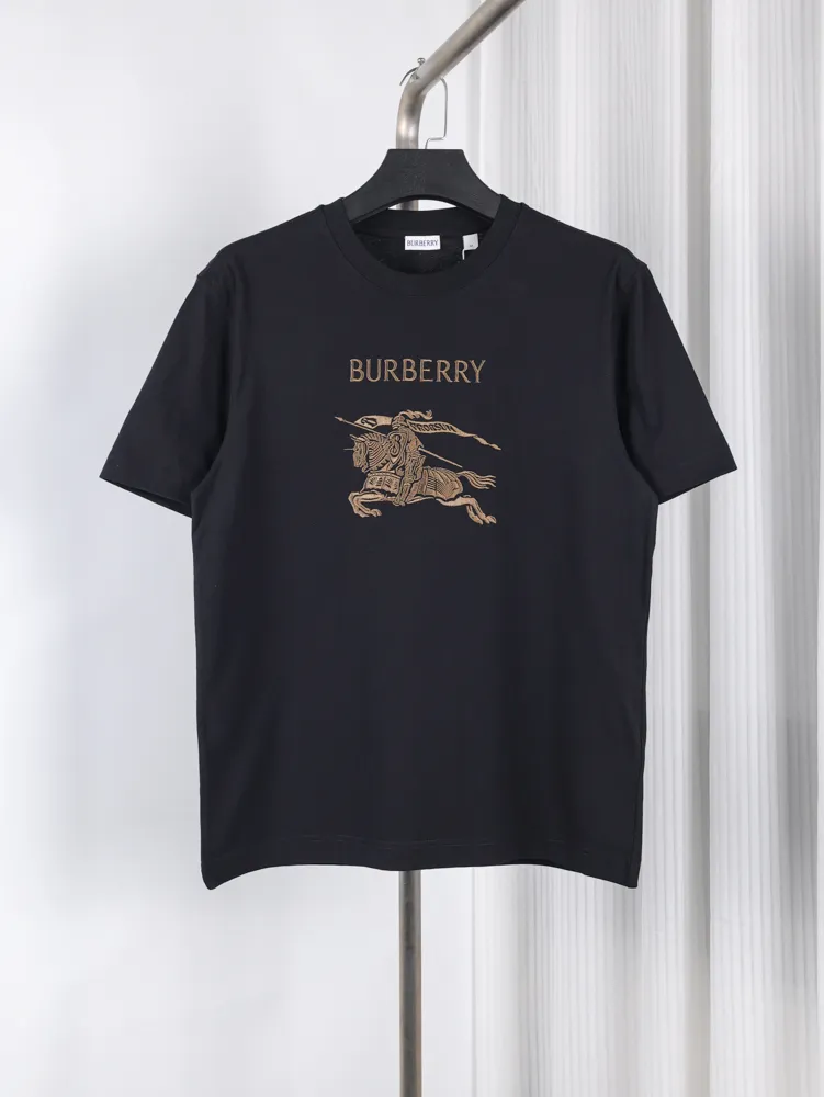 Embroidered Equestrian Knight T-Shirt color black