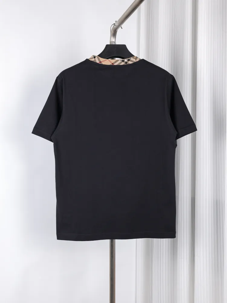 Back of BBR Checkered Neckline Short Sleeve T-Shirt Color Black
