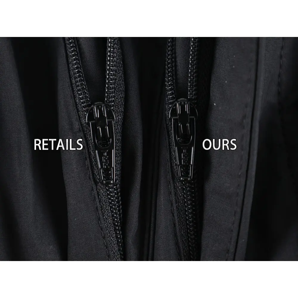 Comparison image of shorts front zippers