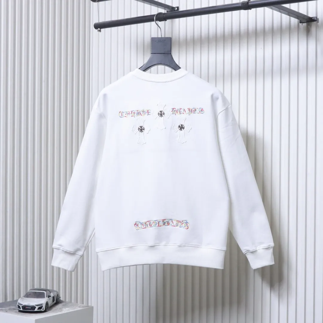 Back View CH Sanskrit Neckline Embroidered Crew Neck Sweatshirt