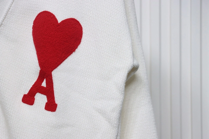 Ami Heart Embroidered Cardigan Sweater