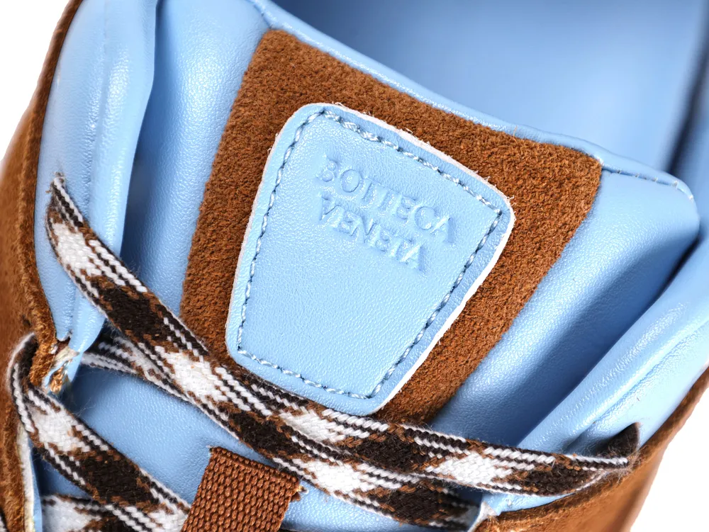 BV Orbit Flash Sneakers Amber Blue Logo Patch Detail