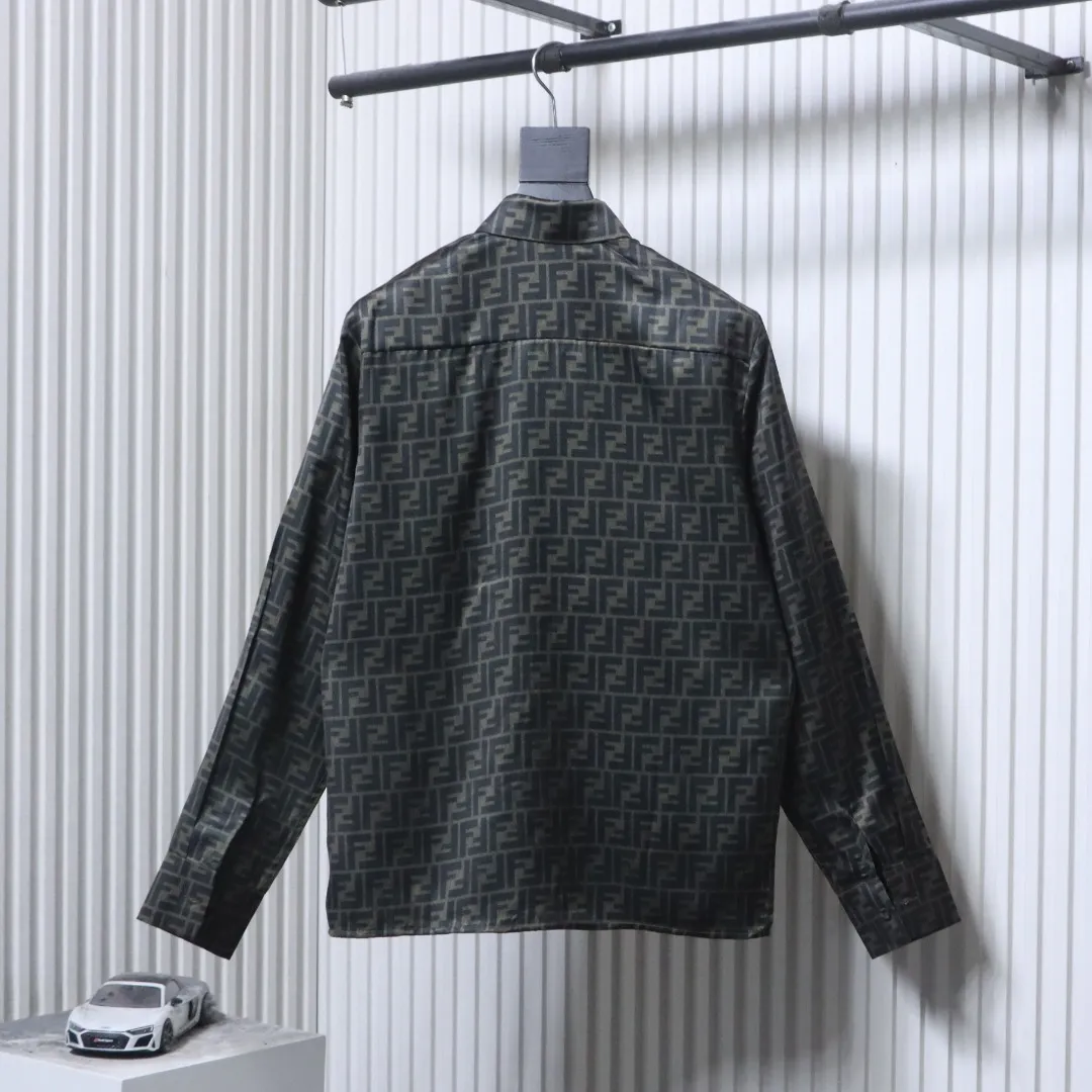 Back View FF Monogram Jacquard Lyocell Shirt