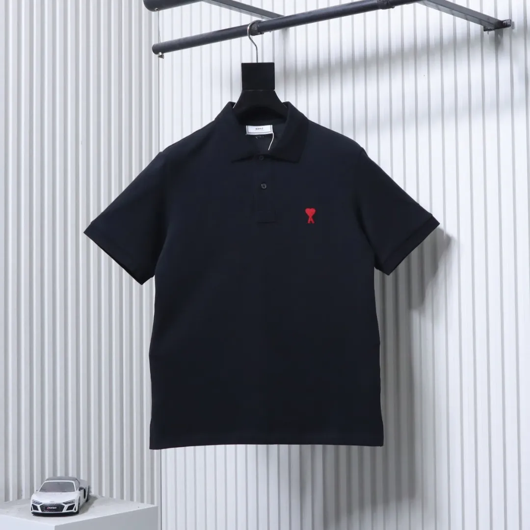 AMI Classic Heart Embroidery Polo T-Shirt