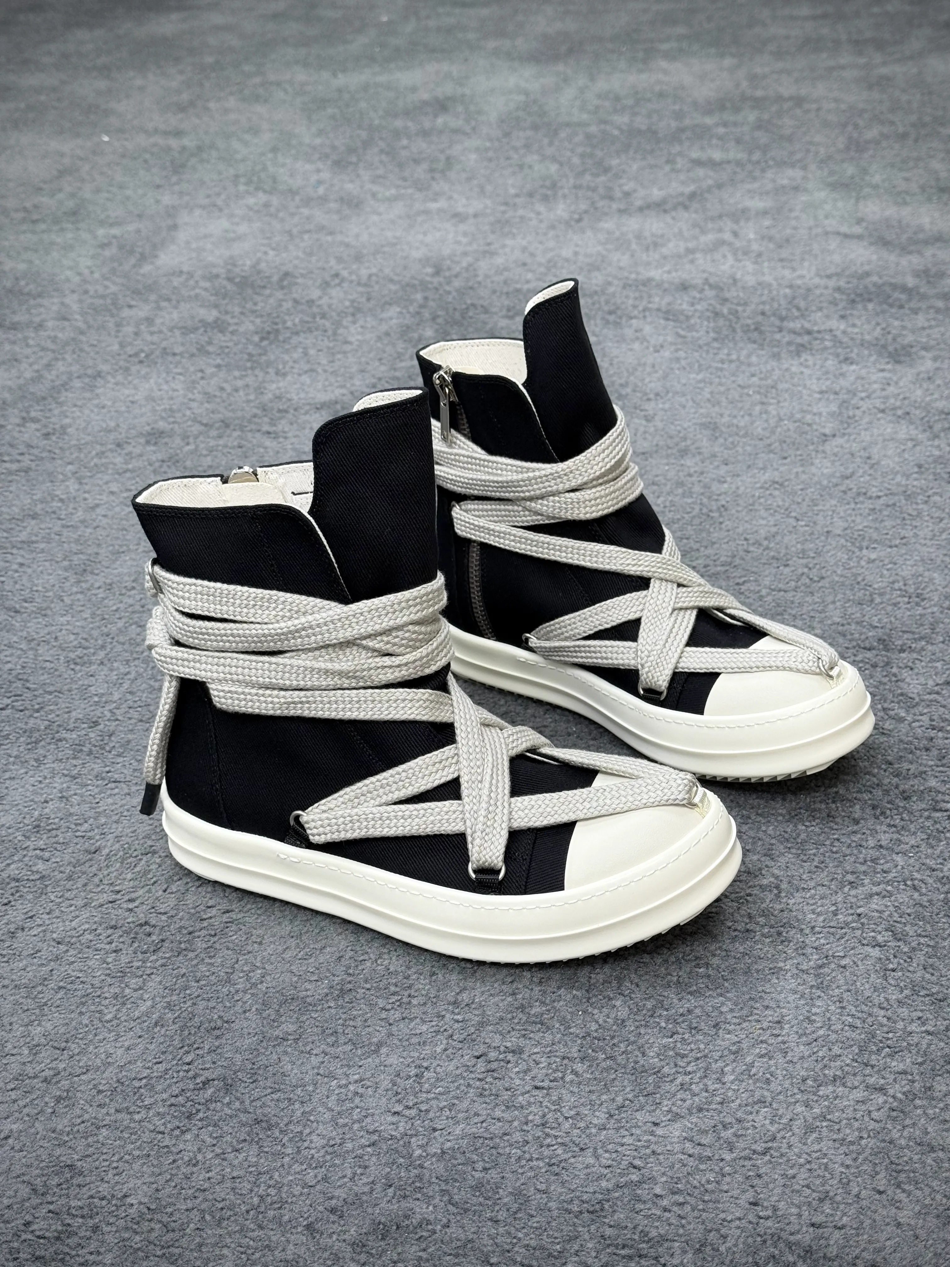 R 0wens DRKSHDW Hexa High “Black Milk” Sneakers