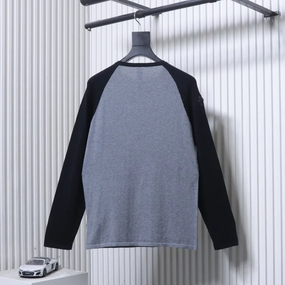 Back View CH Color Block Raglan Knit Long Sleeve Shirt