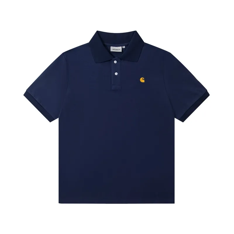 Carhartt Classic Gold Logo Embroidered Polo T-Shirt color Dark Blue