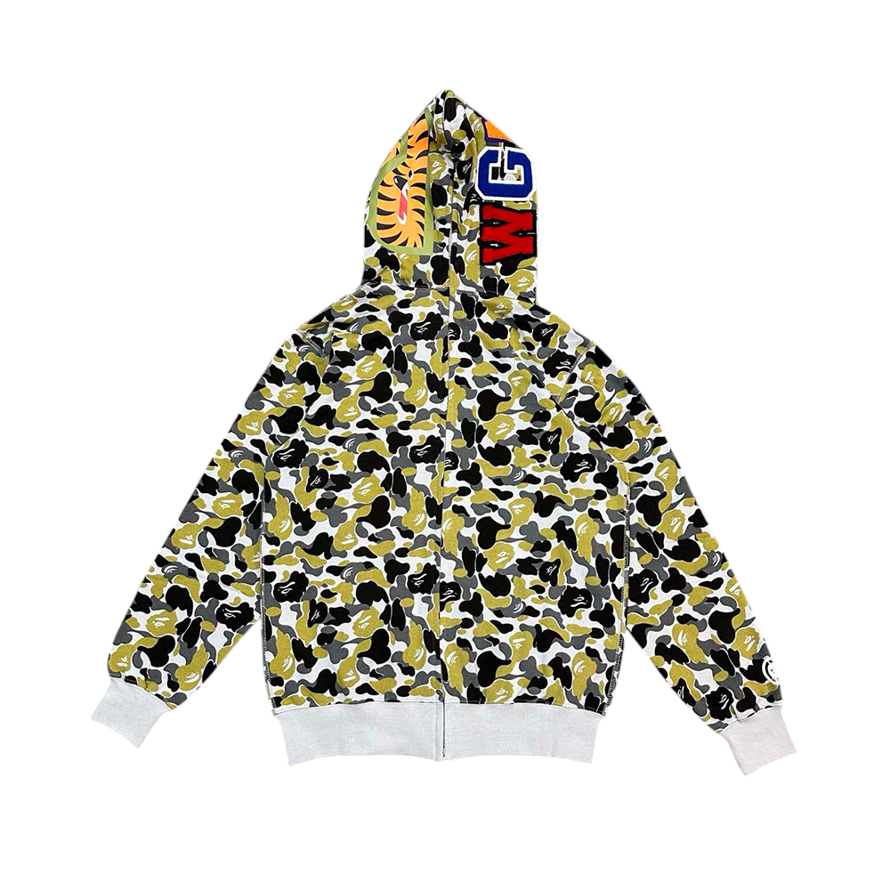 back view of BAPE Store Hangzhou Separate Shark Full Zip Hoodie Black Green
