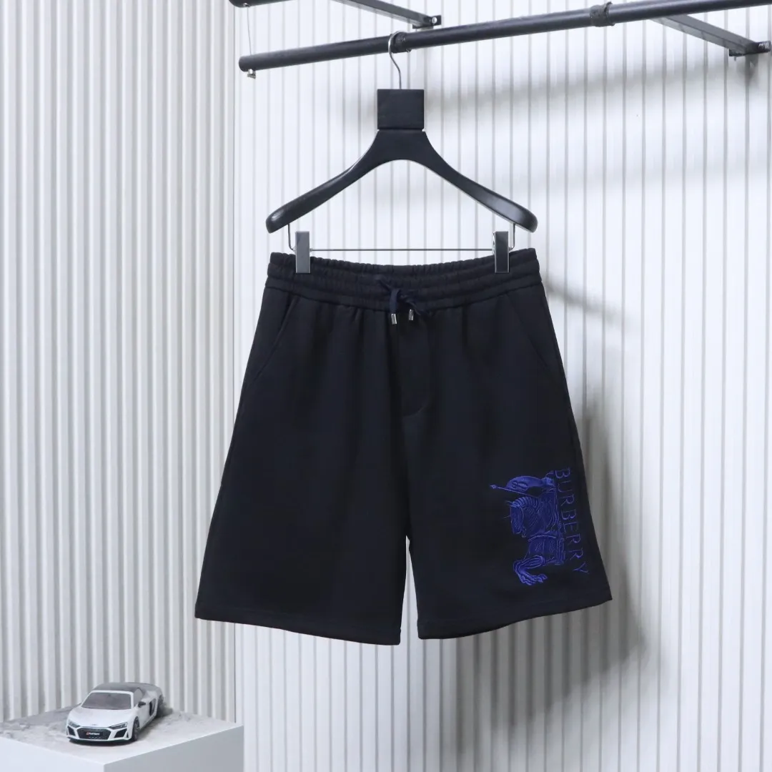 Equestrian Embroidered Heavyweight Cotton Shorts