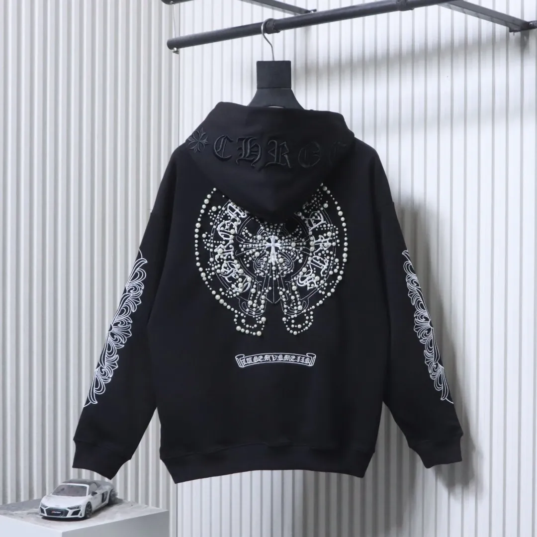 Back CH Pearl Cross Embroidered Oversized Hoodie