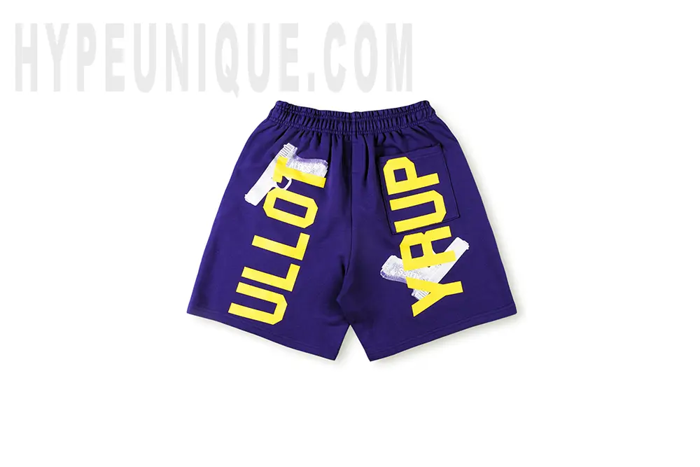 That's Awful Lot of Cough Syrup Pistol Shorts Blue Front View
