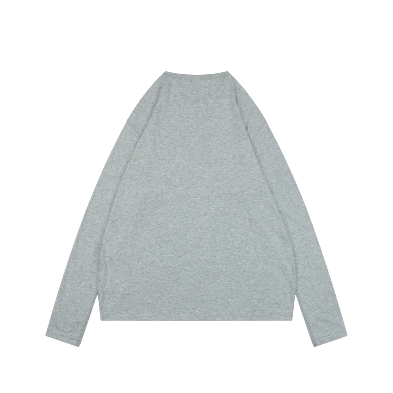Back of RL Pony Logo Henley Collar Long Sleeve Shirt Color Gray