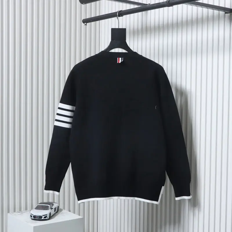 TB Four-Stripe Front-Short-Back-Long Wool Cardigan