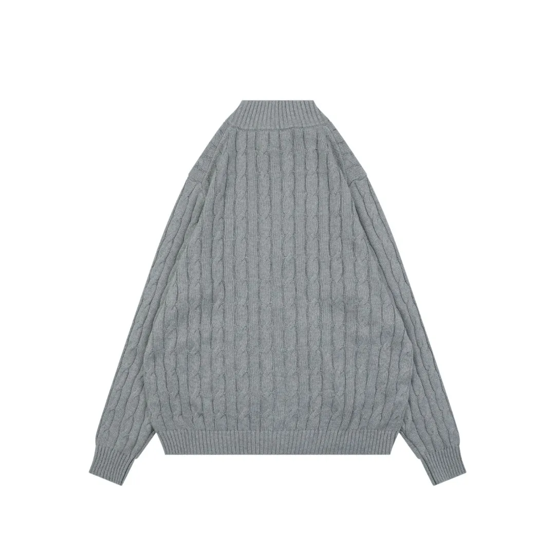 Back View RL Pony Logo Cable Knit Full-Zip Cardigan