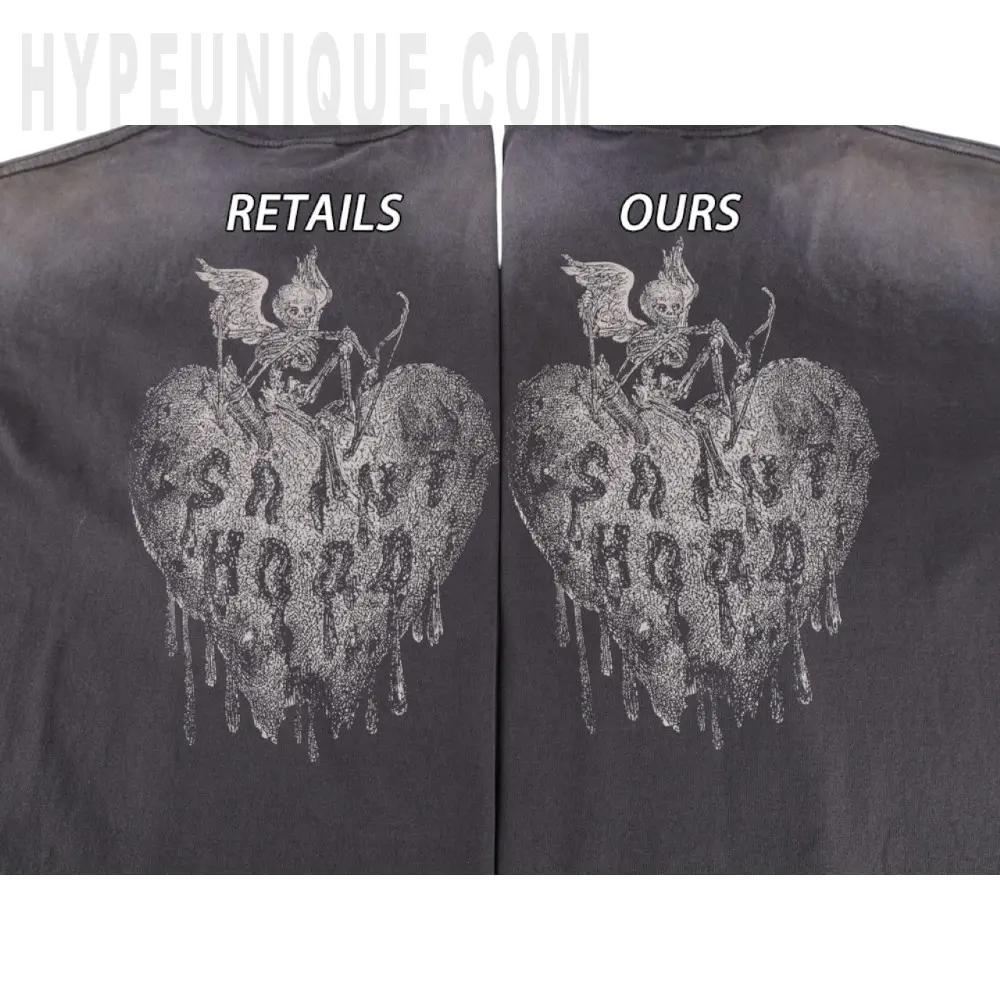 Printed graphic on the back of the garment