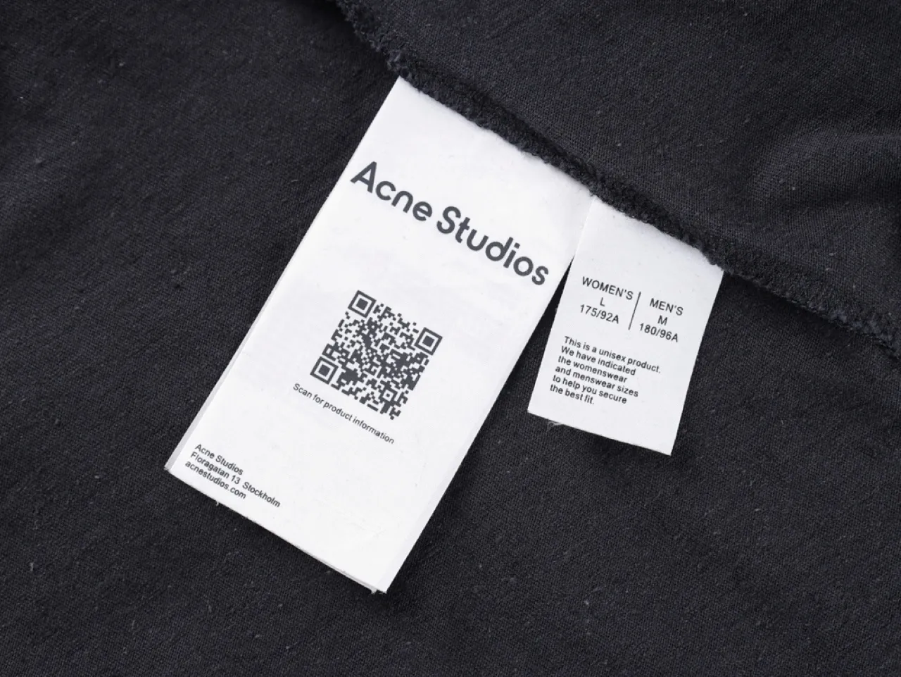 Black fabric with white tags