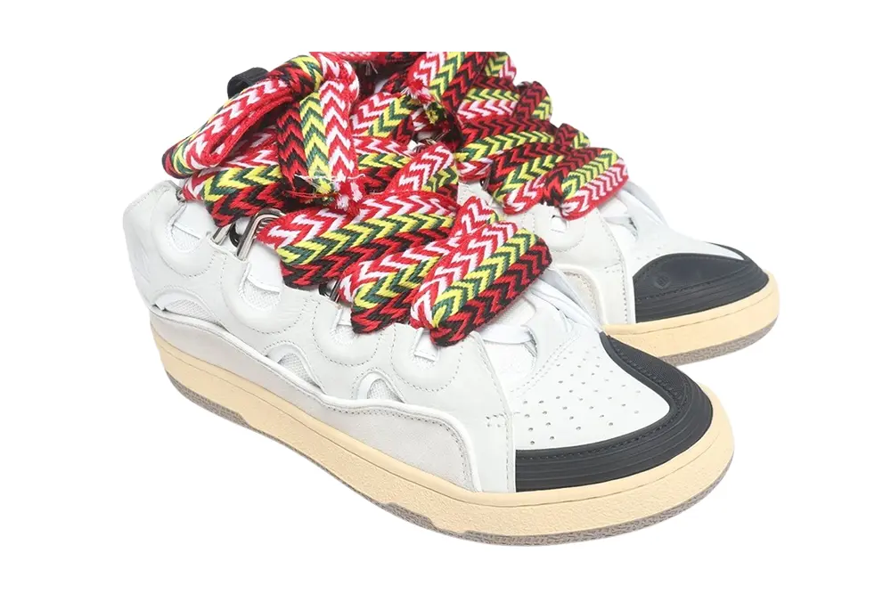 lanvln Curb Leather and Glitter Sneakers ‘White’ REPS